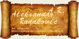 Aleksandar Radaković vizit kartica